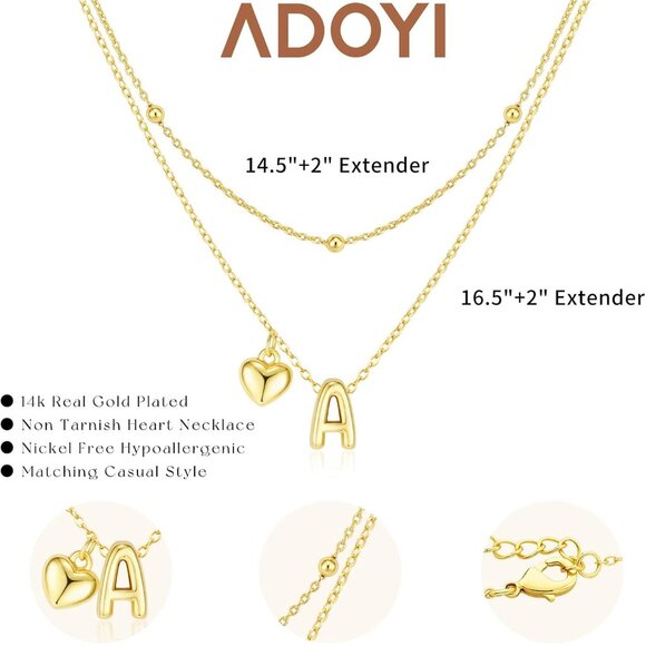 Trendy 14K Gold Heart Pendant Necklaces - Chic Layered Jewelry for Every Woman - Picture 7 of 8